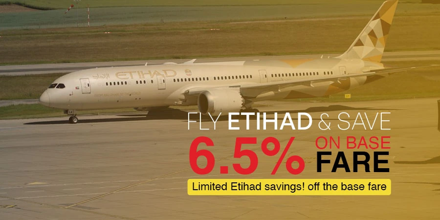 Fly Etihad & Save 6.5% on Base Fare